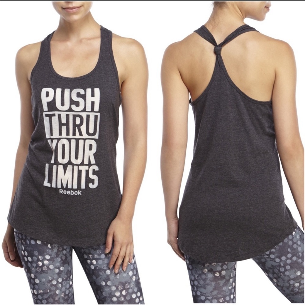 Reebok Workout Tank Gray White Size Large